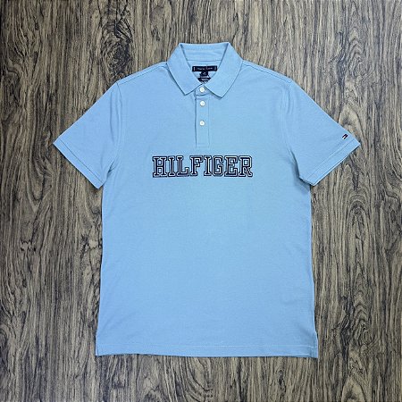 Polo Tommy Hilfiger Letreiro XM05641 Verde Água