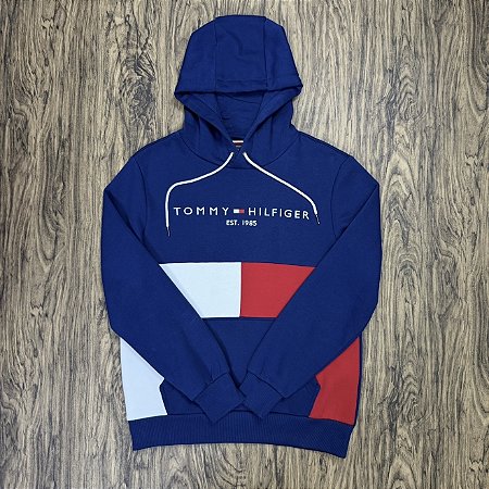 Moletom Tommy Hilfiger XM07657 Colorblock Azul Marinho
