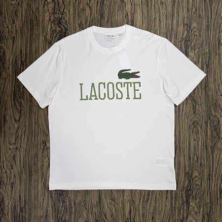 Camiseta Lacoste Sportswear Logo Letreiro Branca