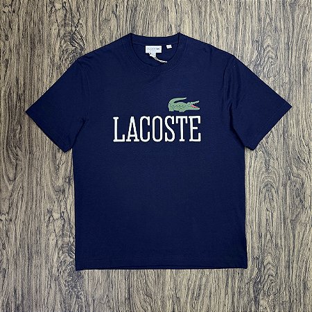 Camiseta Lacoste Sportswear Logo Letreiro Azul Marinho