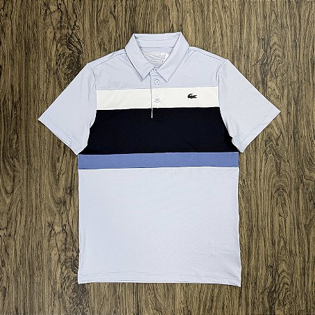 Polo Lacoste Sport Listrada Azul Bebê