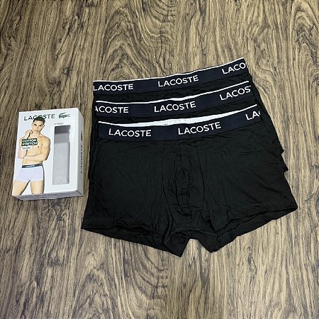 Cueca Lacoste Boxer C/3 Preto