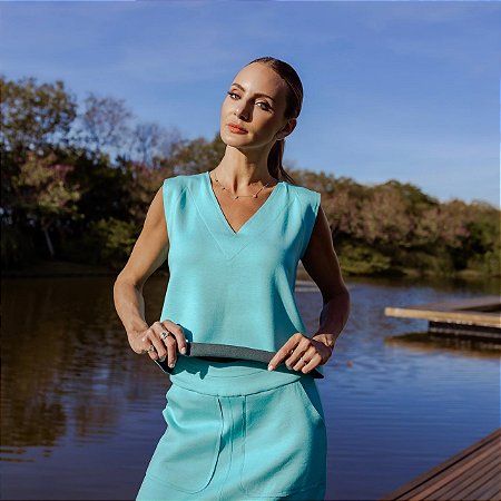 Blusa decote V Dupla Face