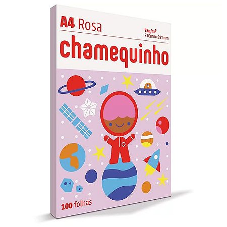 Chamequinho A4 Rosa - Papel Sulfite 75g 100fls Unid