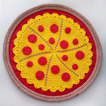 Jogo Sousplat Pizza de Crochê