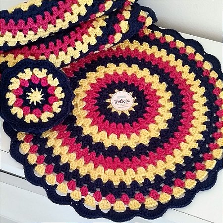 Jogo Sousplat Mandala de Crochê