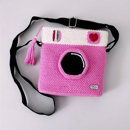 Bolsa Love Insta em Crochê Rosa