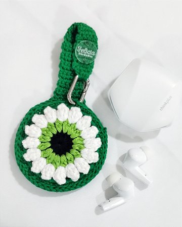 Porta Fone de Ouvido em Crochê Verde Bandeira