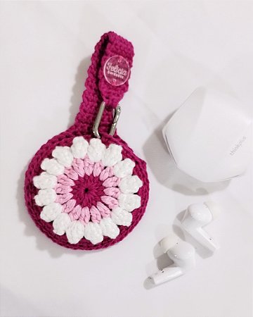Porta Fone de Ouvido em Crochê Pink