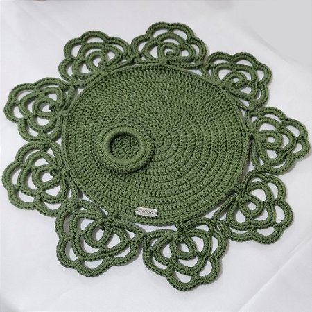 Jogo Sousplat Fina Flor em Crochê