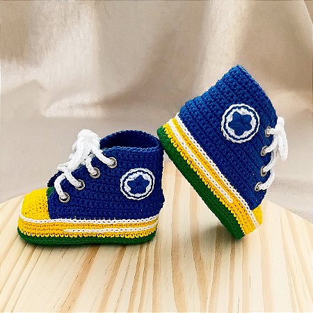 Tênis Star Baby de Crochê Brasileirinho