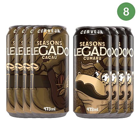 Pack 4 Cervejas Seasons Stout Legado Cacau e 4 Cerveja Seasons Stout Legado Cumaru