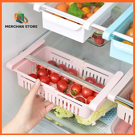 Cesto Multiuso Retrátil Organizador de Gaveta de Geladeira