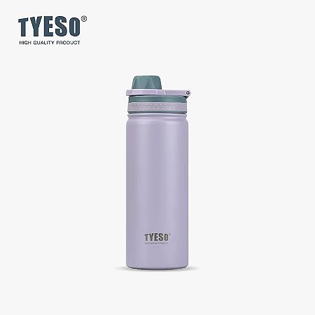 Tyeso Garrafa Térmica 600ml Isolada a Vácuo Portátil esportes viagem garrafa térmica de aço inoxidável - Lilás