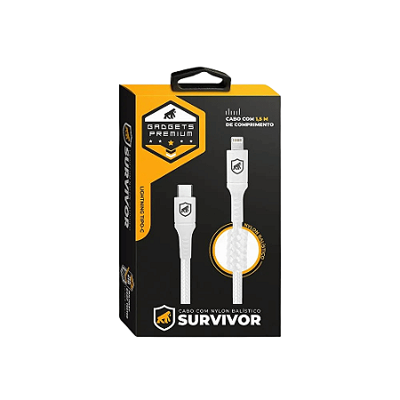 Cabo Survivor - Tipo-C / Lightning - 1,5M - Gshield - Branco