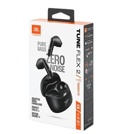 Fone de Ouvido JBL Tune Flex 2 Bluetooth, True Wireless com Cancelamento de Ruído - JBLTFLEX2BLKBR Preto