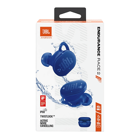 Fone de ouvido JBL Endurance Race 2, TWS Azul