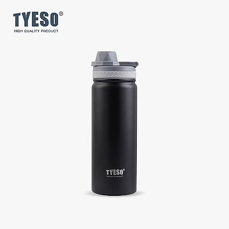 Tyeso Garrafa Térmica 600ml Isolada a Vácuo Portátil esportes viagem garrafa térmica de aço inoxidável - Preta