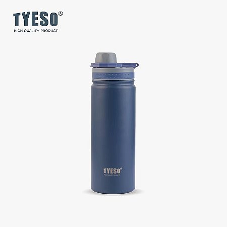 Tyeso Garrafa Térmica 600ml Isolada a Vácuo Portátil esportes viagem garrafa térmica de aço inoxidável - Azul Marinho