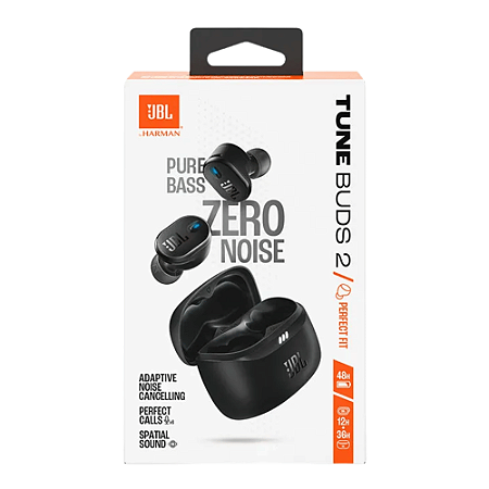 Fone de Ouvido JBL Tune Buds 2 Bluetooth, True Wireless com Cancelamento de Ruído Preto