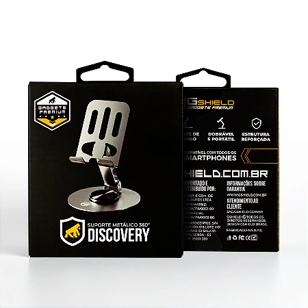 Suporte Metálico de Mesa com Rotação 360º Ajustável e Dobrável - Discovery - Gshield