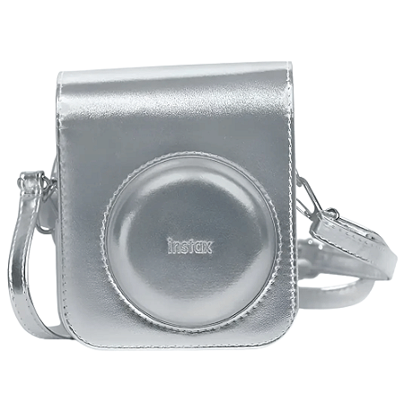 Bolsa Estojo Protetor Prata Metálico para Câmera Instantânea Mini 12, Capa de Couro PU Premium Com Alça de Ombro Ajustável Removível, Estojo Fofo para Câmera Instantânea, Original