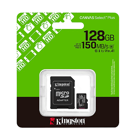 Cartão de Memória microSDXC Kingston 150MB/s Classe 10 A1 128GB
