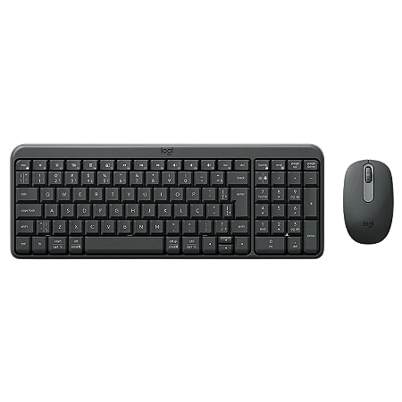 Combo Sem Fio Bluetooth Teclado e Mouse Logitech MK250 Layout ABNT2, Teclado numérico, Teclas de perfil baixo com ação rápida, Mouse Sensor óptico Grafite