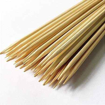 Espetos de bambu, 9 cm, 3 pontas (tridente), amarrados em preto, 100  pedacos, bolsa