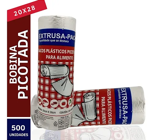 Bobina Picotada Extrusa 20x28 c/ 500 Sacos