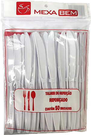 Facas Descartáveis Refeição Branca cx 20x50uni (1,000uni)