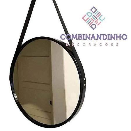 Espelho Decorativo Adnet Redondo com Alça de Couro 45cm - Várias Cores -  Combinandinho Decorações