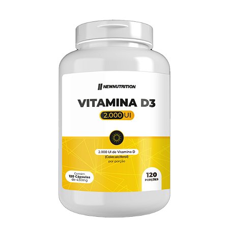 Vitamina D3 2000ui 120 Cápsulas - New Nutrition