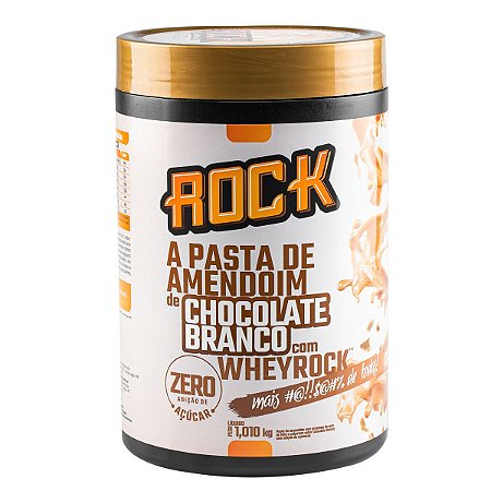 Pasta de Amendoim c/ Whey Protein Rock 1kg Chocolate Branco