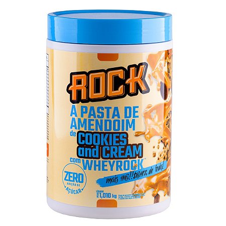 Pasta de Amendoim c/ Whey Protein Rock 1kg Cookies and Cream
