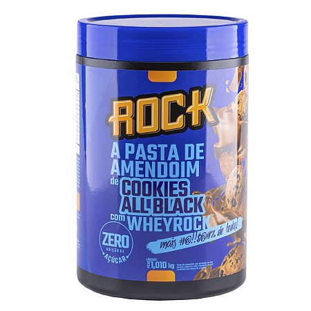Pasta de Amendoim c/ Whey Protein Rock 1kg Cookies All Black