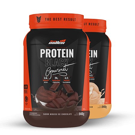 Kit 2x Protein Black 4W Gourmet 840g - New Millen