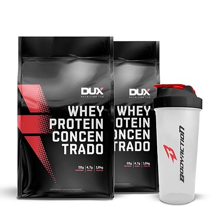 Kit 2x Whey Concentrado 1,8Kg Dux Nutrition + Brinde
