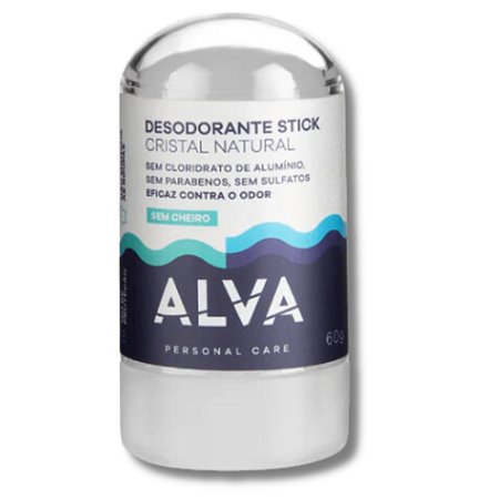 Desodorante Stick Cristal 60g Hidrata Axilas Vegano - Alva