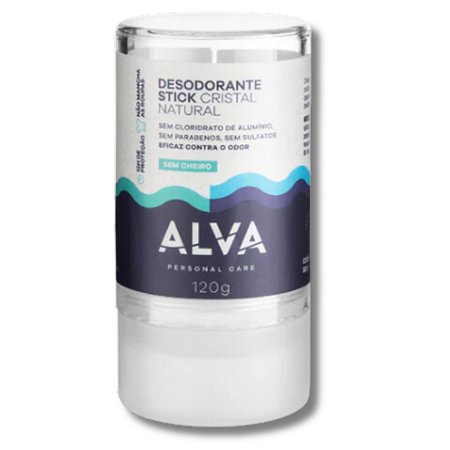 Desodorante Stick Cristal 120g Hidrata Axilas Vegano - Alva