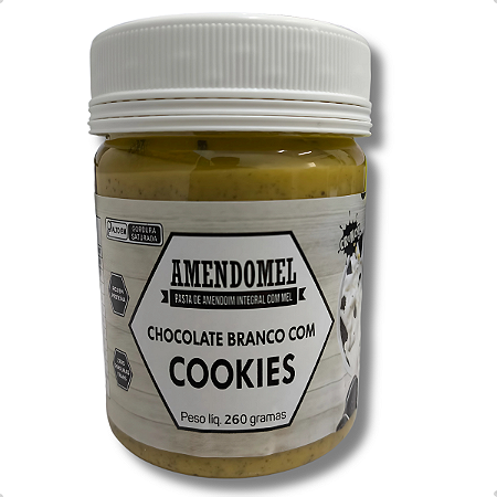 Pasta de Amendoim 260g Chocolate Branco com Cookies - Amendomel