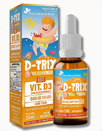 D-Trix Kids Vitamina D3 30ml Morango - Flora Nativa do Brasil