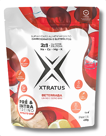 Xtratus Pré E Intratreino 450g Nitrato 800 Beterraba Limão e Gengibre
