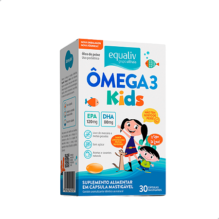 Ômega 3 Kids 30 Cápsulas - Sabor Laranja com Frutas - Equaliv