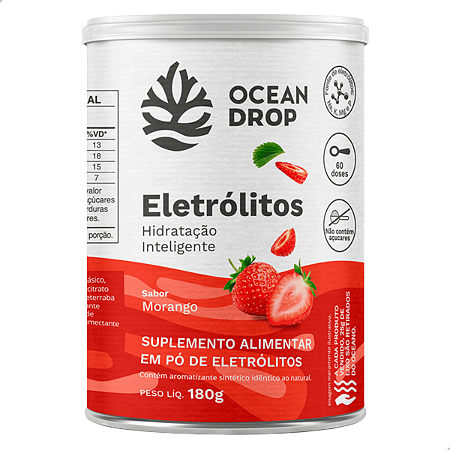 Eletrólitos Em Pó 180g - Sabor Morango - Ocean Drop
