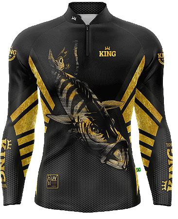 CAMISETA DE PESCA KING BRASIL COM PROTEÇÃO UV 50+ (KFF10)