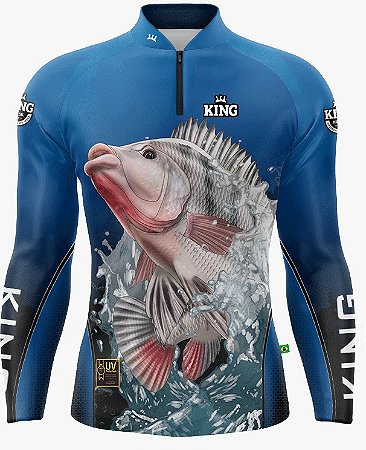 CAMISETA DE PESCA KING BRASIL COM PROTEÇÃO UV 50+ (KFF645)