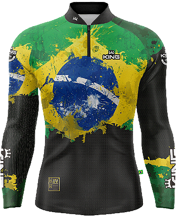CAMISETA DE PESCA KING BRASIL COM PROTEÇÃO UV 50+ (KFF658N)