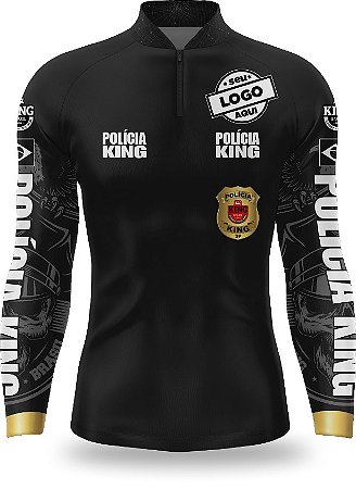 CAMISETA PERSONALIZADA KING BRASIL POLÍCIA MASCULINA PRETA - CD0178