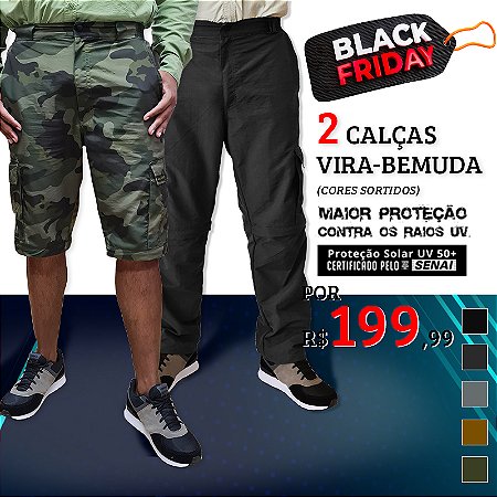 KIT COM 02 CALÇAS VIRA BERMUDA KING BRASIL - CORES SORTIDAS